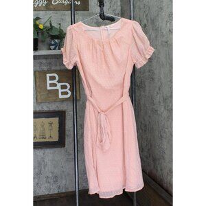 NEW NY Collection Womens Lined Babydoll Tie Front Dress Pink PL